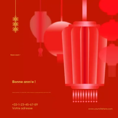Faire-part traditionnel rouge pour le Nouvel An