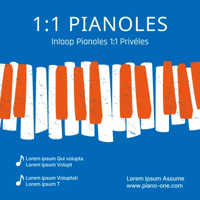 Promoot je pianoschool met een knalblauw en oranje