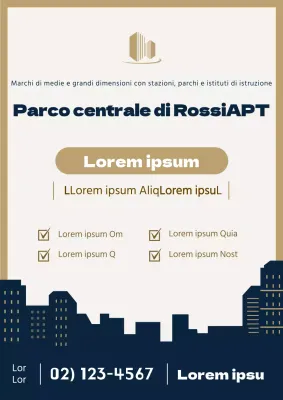 Poster web per un'agenzia immobiliare per un nuovo appartamento in beige.