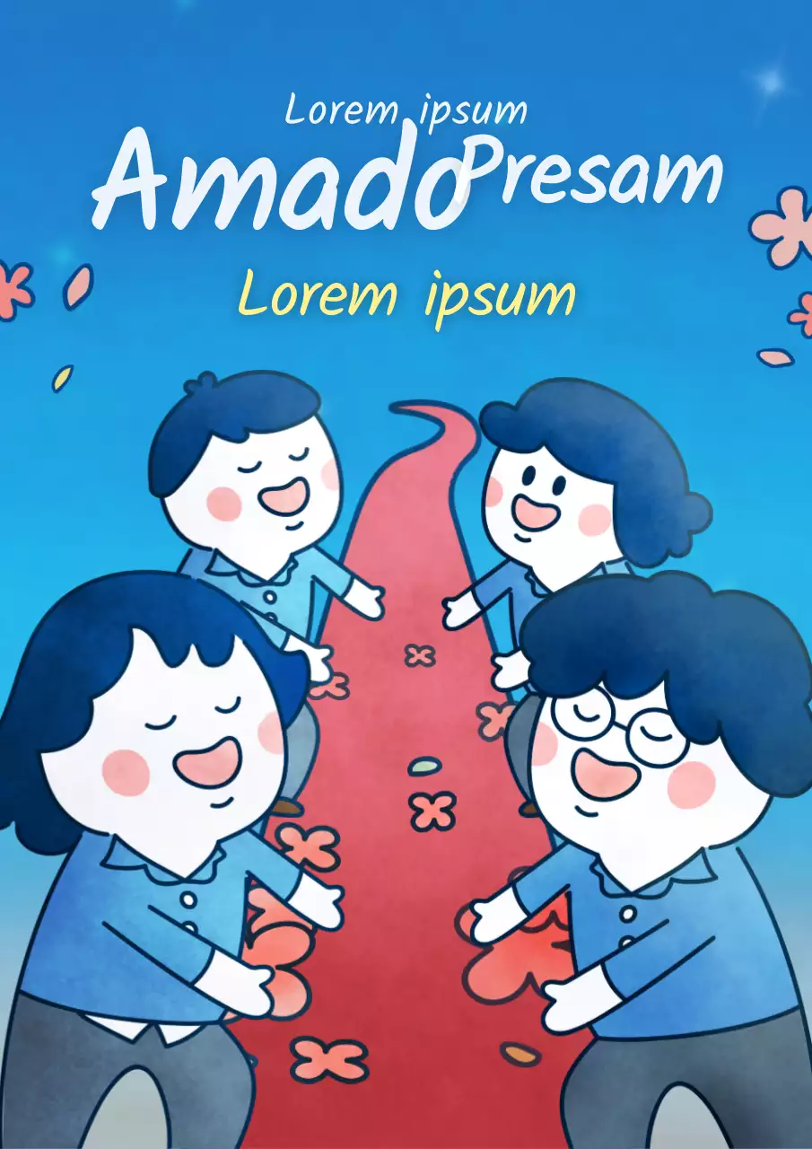 Simpática ilustración en azul para celebrar el cumpleaños del profesor