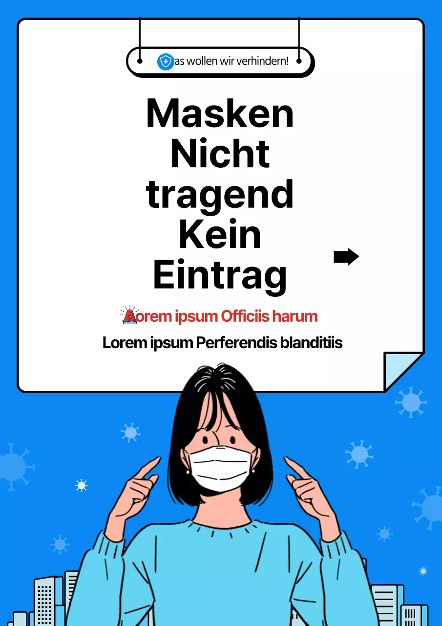 Ein sauberer blau-weißer Leitfaden für soziale Distanzierung zur Vermeidung von COVID-19