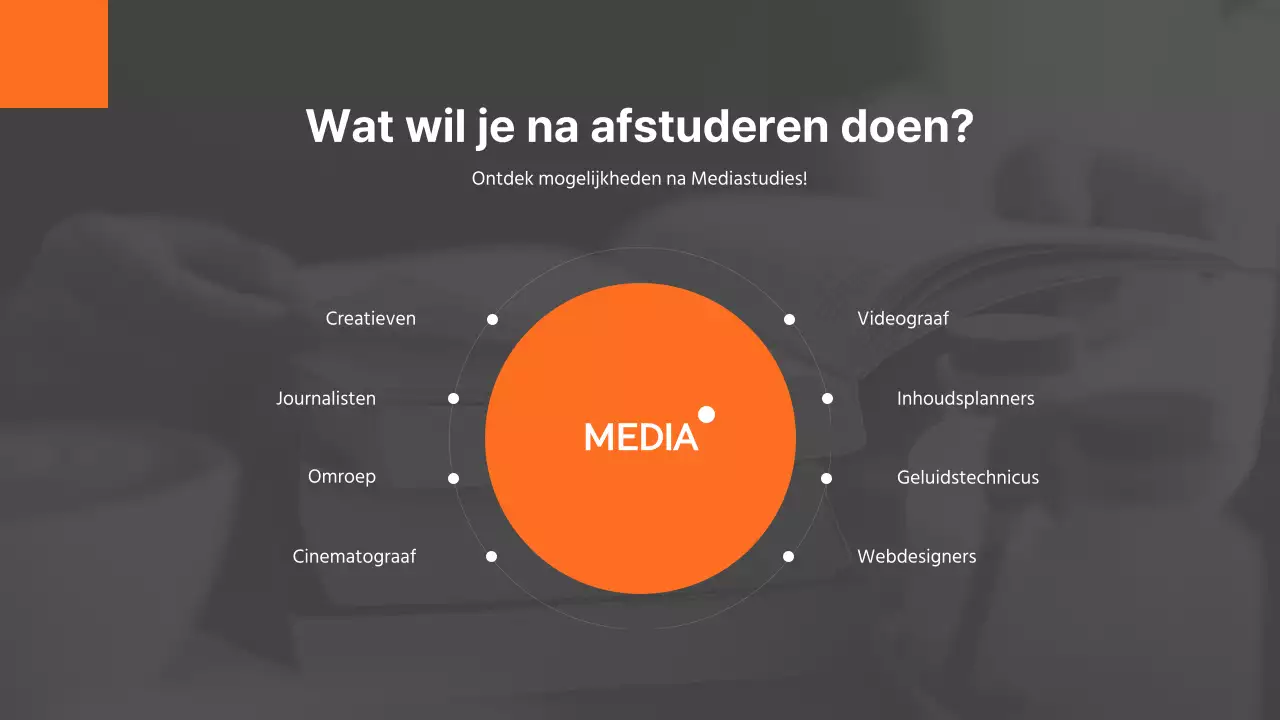 Modern grey and orange university public relations department introduction presentation