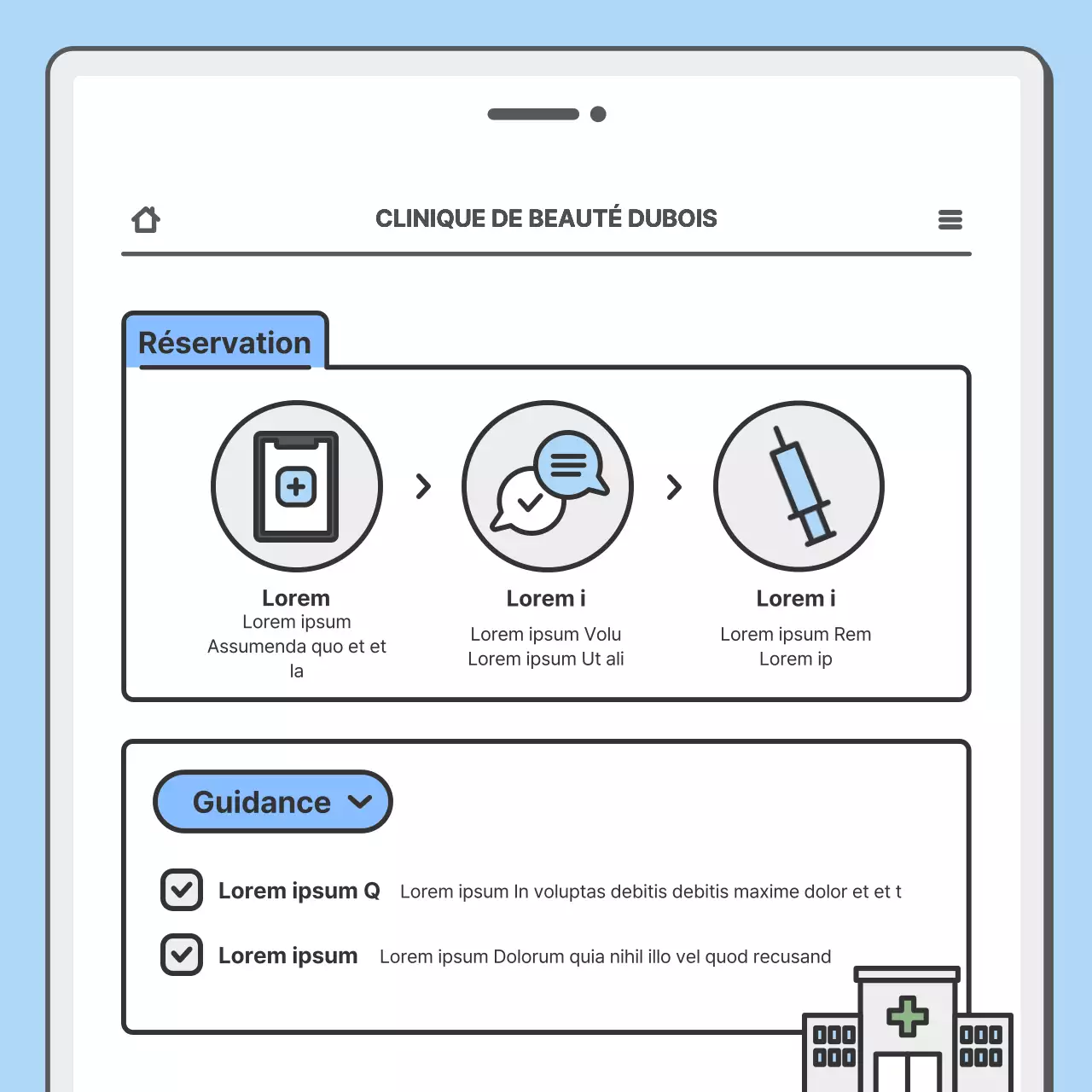 Faites la promotion de votre hôpital avec un joli concept de mobile en bleu clair