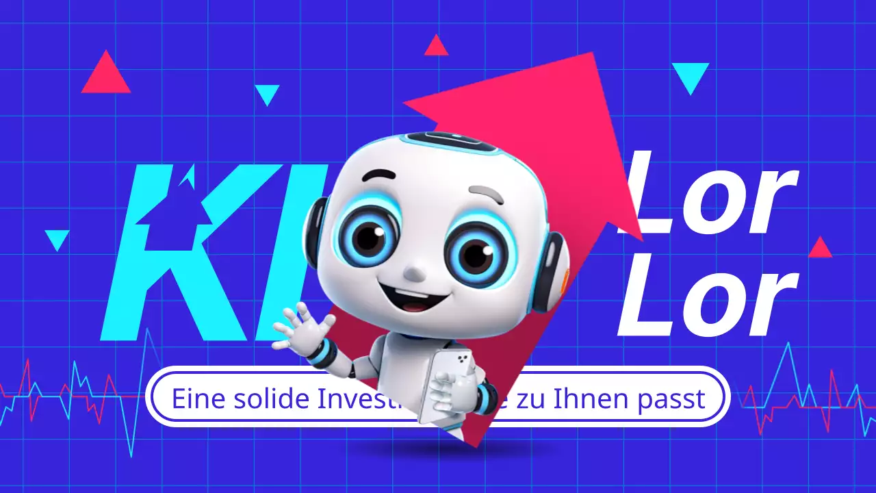 Eine kybernetische KI-Stock Picking Post in Pink und Blau