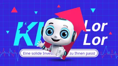 Eine kybernetische KI-Stock Picking Post in Pink und Blau