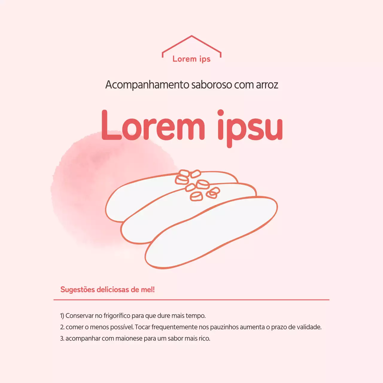 Autocolante quadrado de delicatessen simples com ilustração vermelha