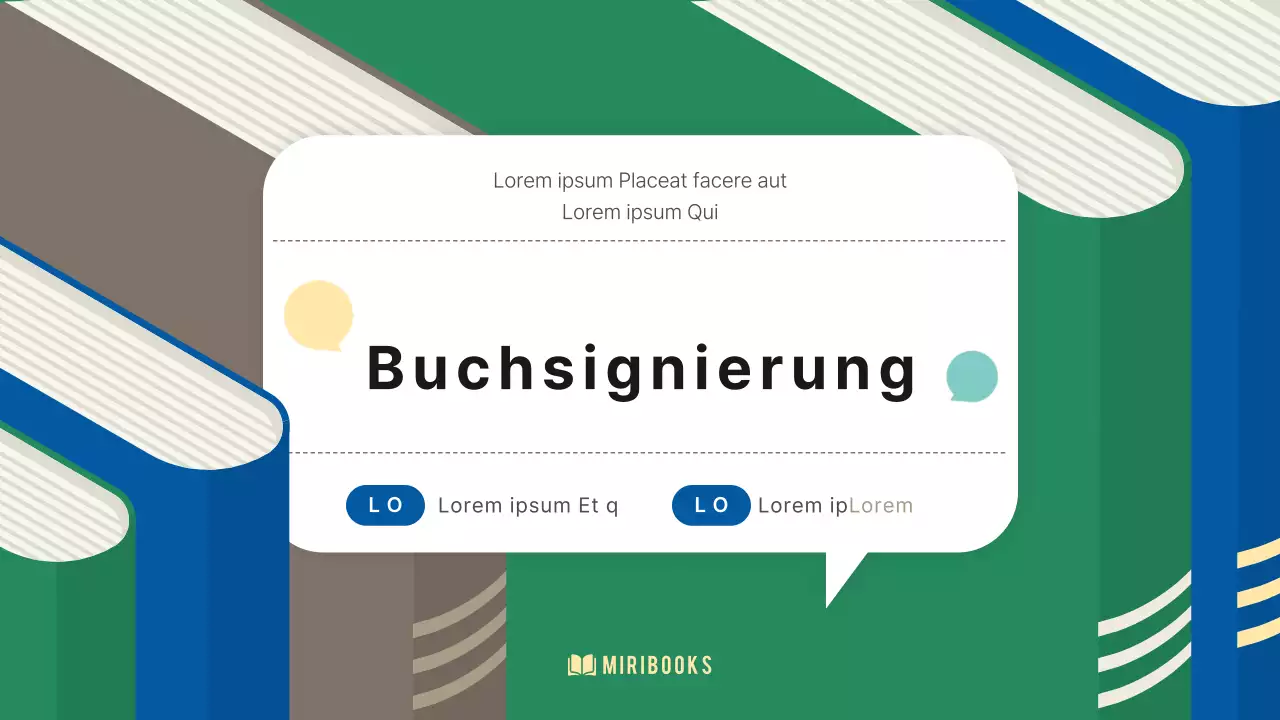 Eine einfache grün-blaue Präsentation zur Buchvorstellung