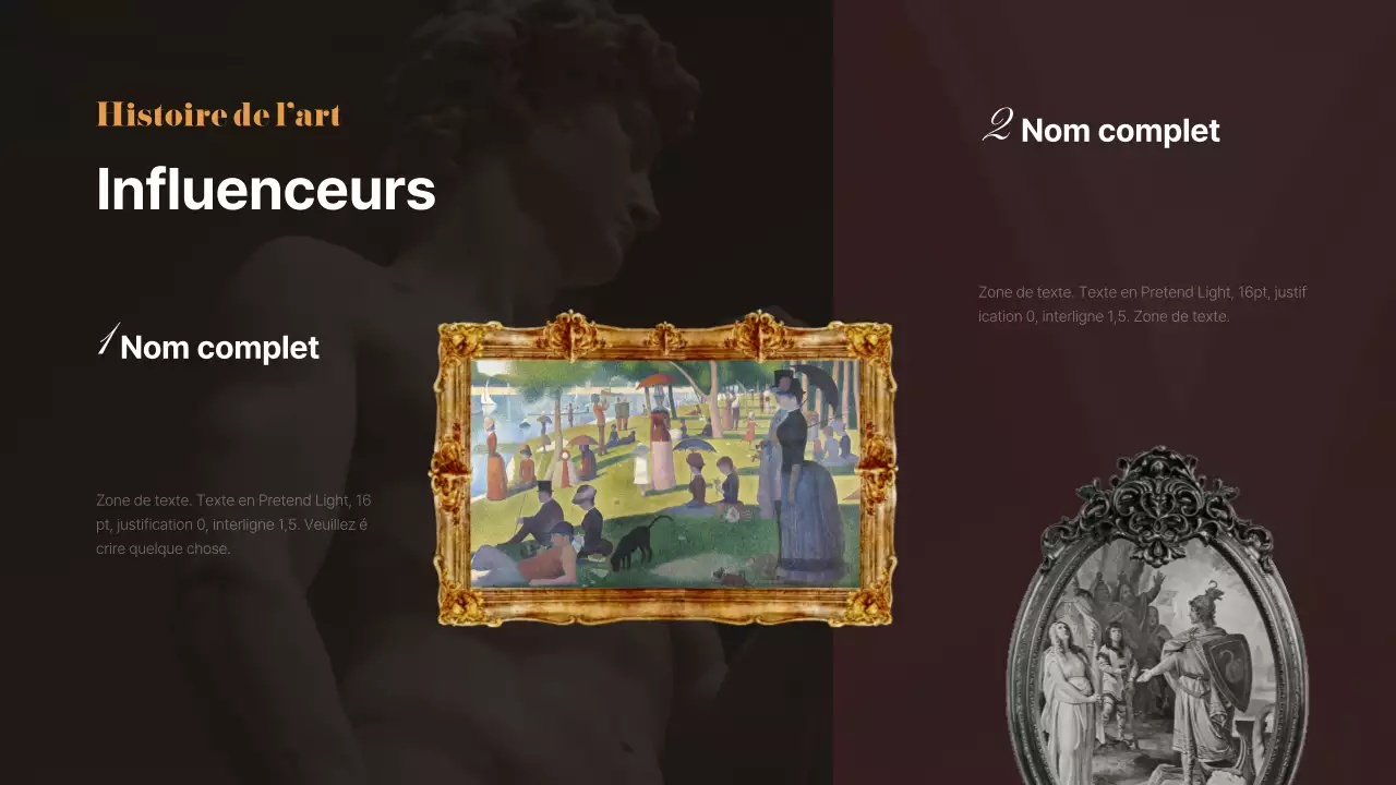 Infographie sur les chefs-d'œuvre antiques en noir et brun
