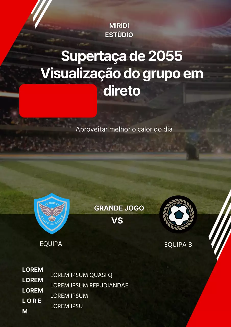 Webposter simples de visualização de grupo vermelho para um jogo de futebol