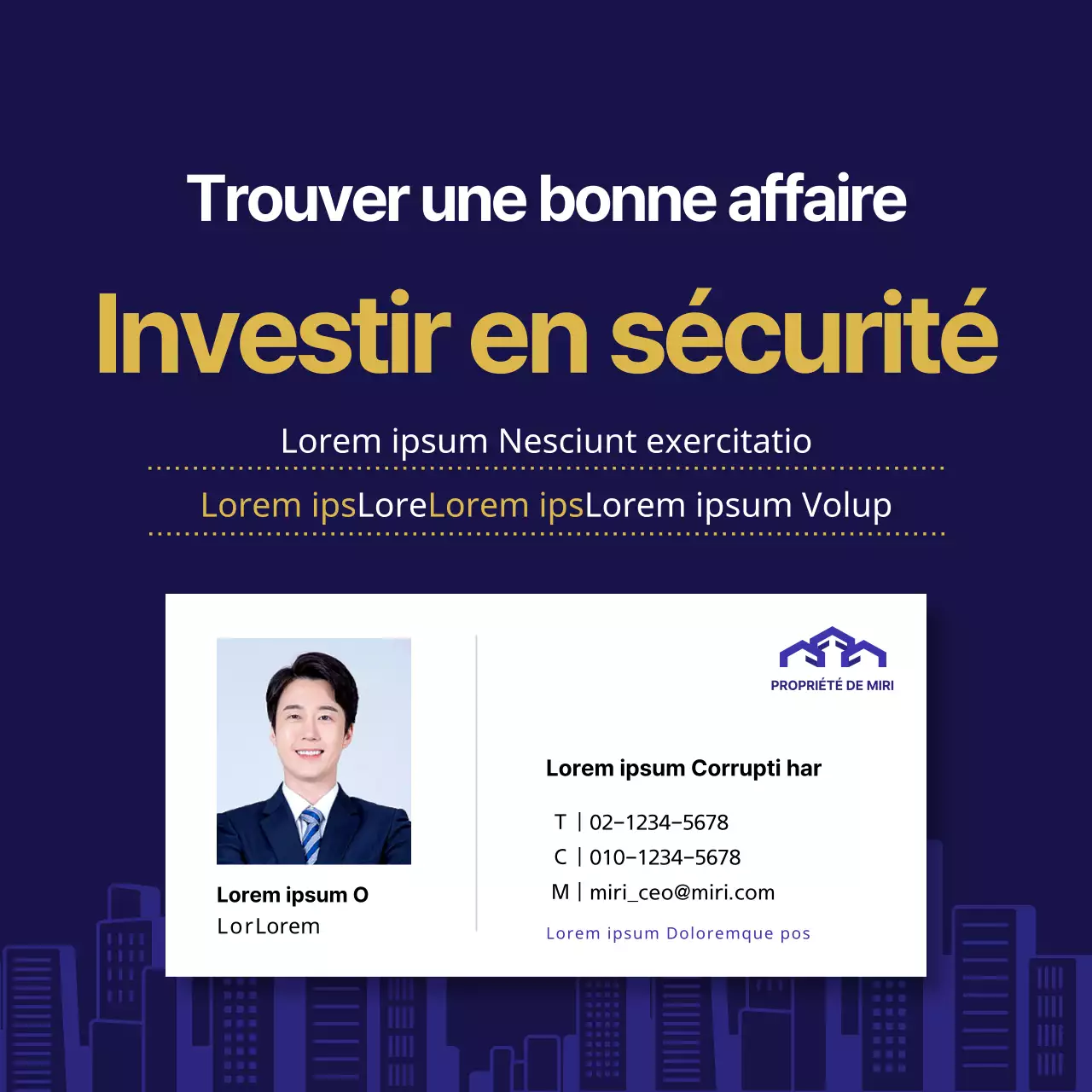 Guide d'investissement dans les ventes aux enchères immobilières minimalistes bleu et or