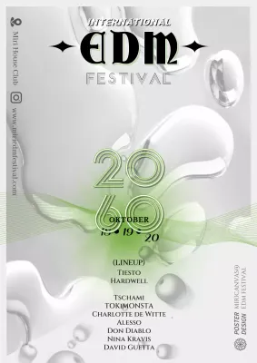 Ein silbernes, futuristisches Musikfestival