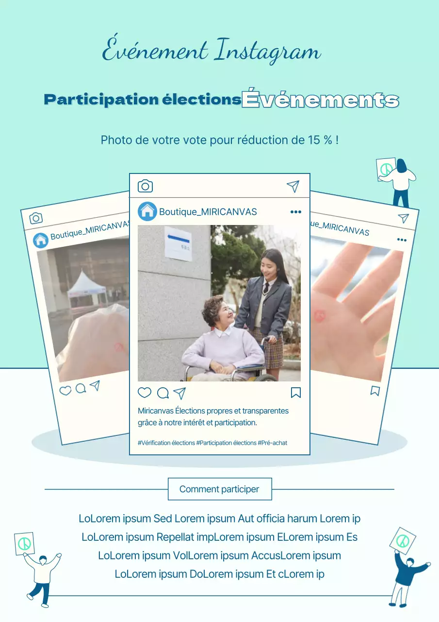 Une affiche électorale propre, mentholée, dans le style des médias sociaux, encourageant les gens à voter lors de l'élection.