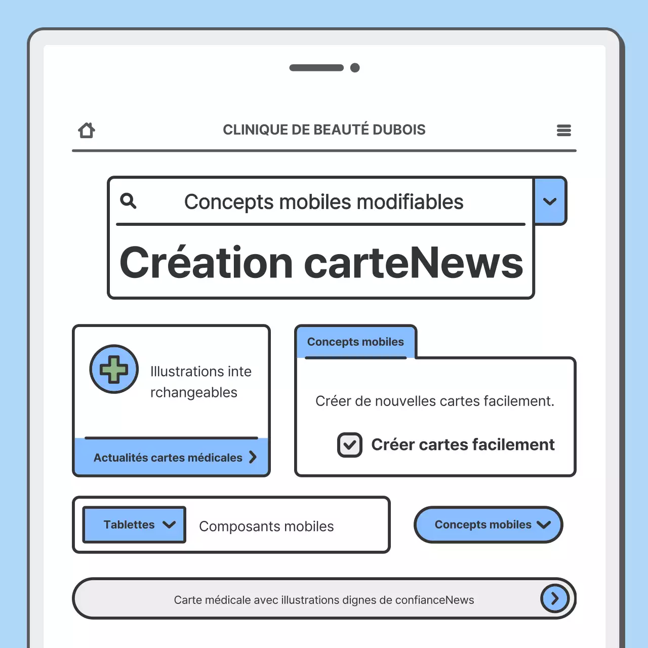 Faites la promotion de votre hôpital avec un joli concept de mobile en bleu clair
