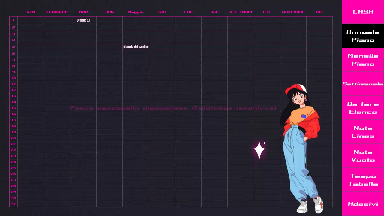 Agenda CityPop con animazione a sfumature rosa e nere