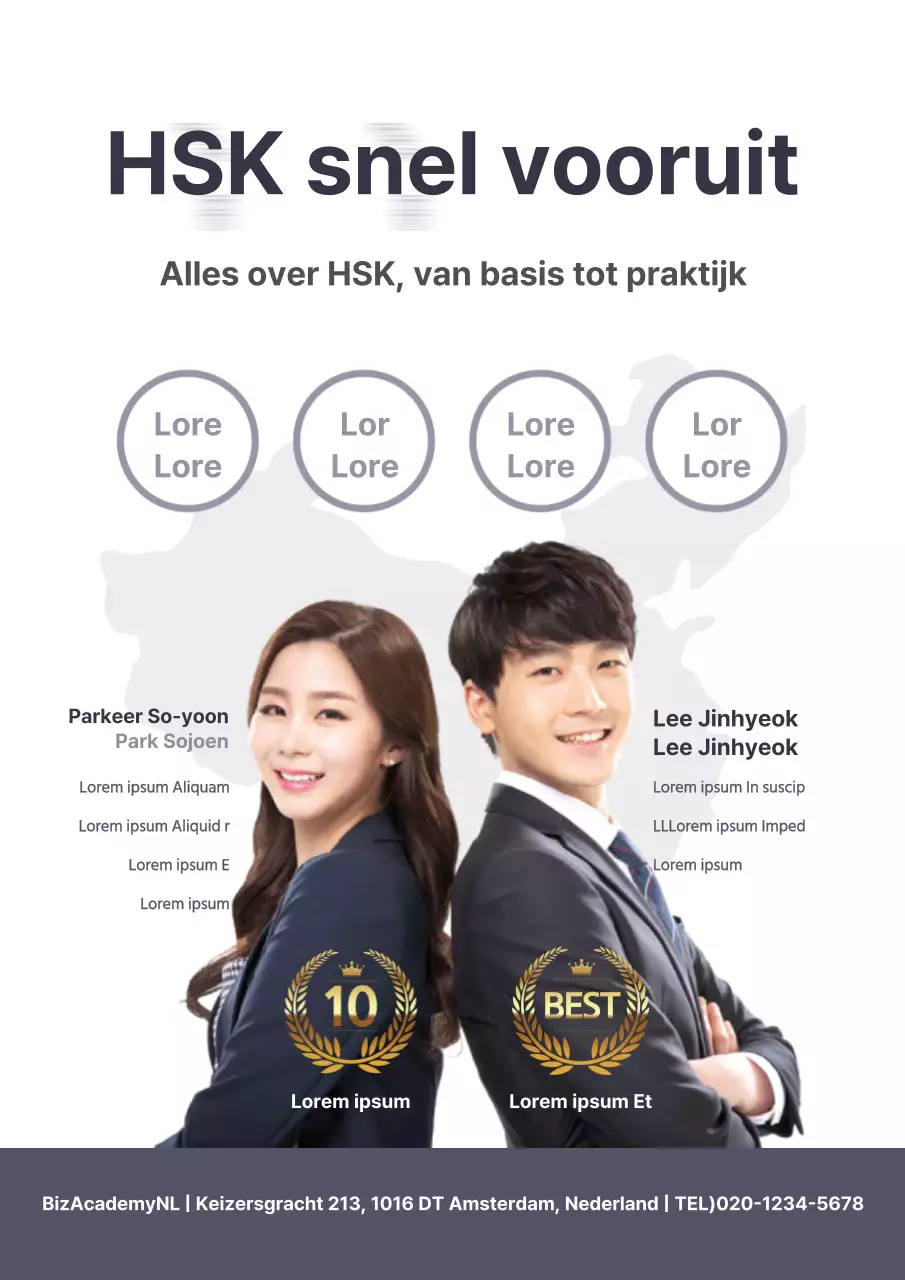 Promoot je Chinese taalkwalificatieschool met grijze uitmuntende studentenfoto's