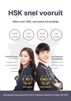 Promoot je Chinese taalkwalificatieschool met grijze uitmuntende studentenfoto's