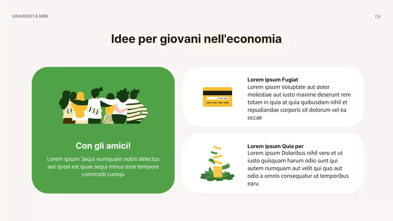 Materiale semplice per l'educazione economica dei giovani di colore giallo e marrone
