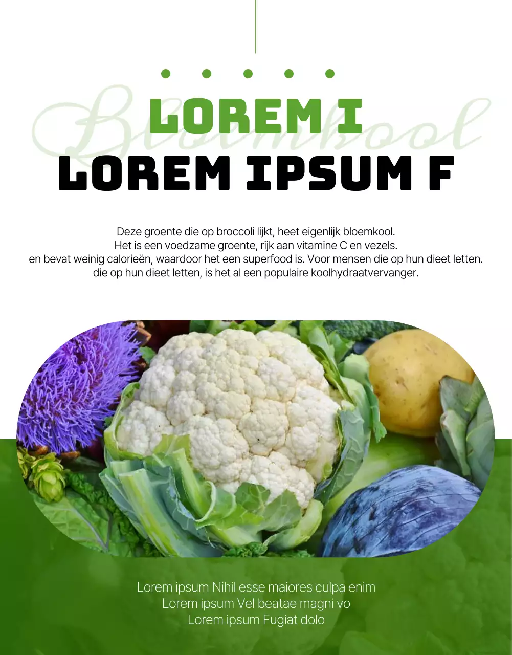 Gezonde bloemkool met een groen chartreuse thema