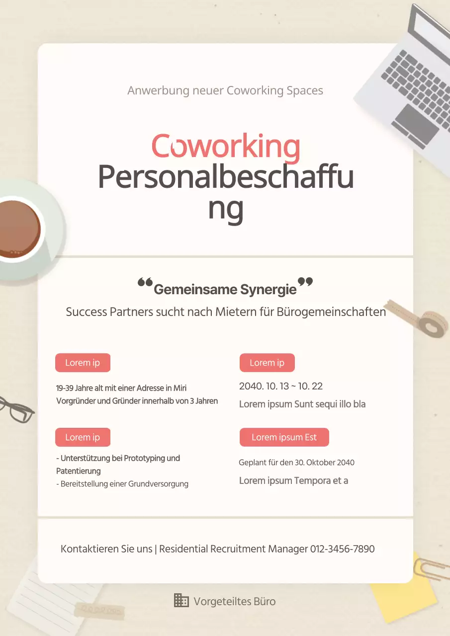 beige illustration spacebusiness coworking einrichtung vorschlag coworking space einstellung web-poster
