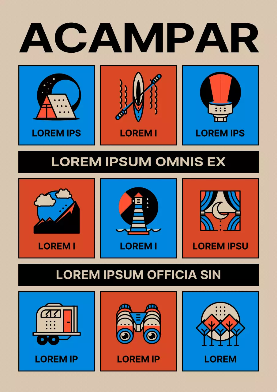 Aviso de reserva do parque de campismo vintage vermelho e azul