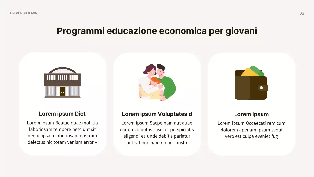 Materiale semplice per l'educazione economica dei giovani di colore giallo e marrone