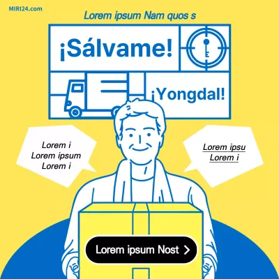 Línea amarilla azul ilustración linda guía de empresa de mudanzas