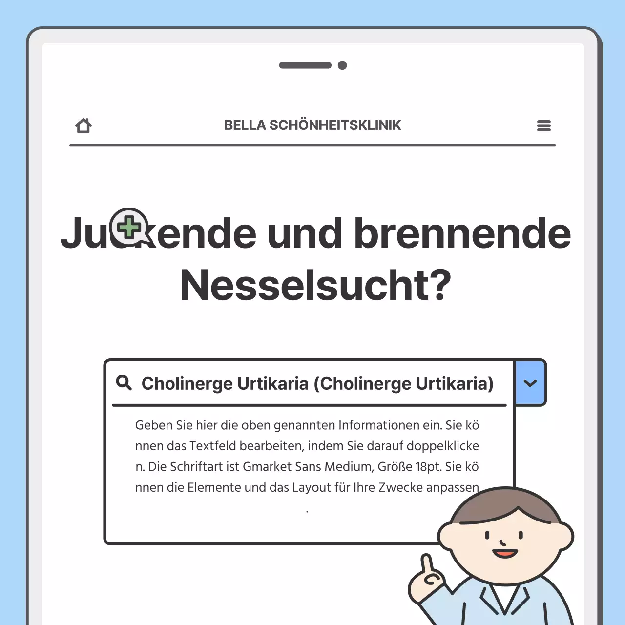 Werben Sie für Ihr Krankenhaus mit einem hübschen mobilen Konzept in Hellblau