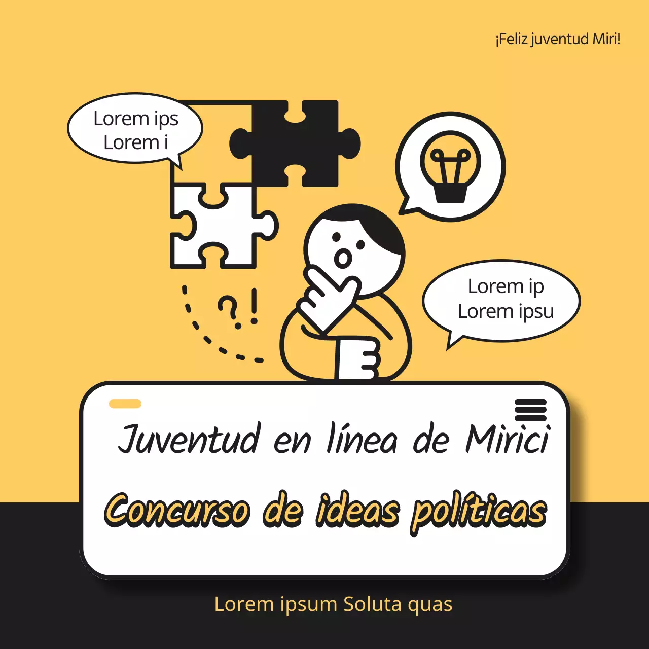Yellow black cute illustration concurso de propuestas políticas en línea para jóvenes