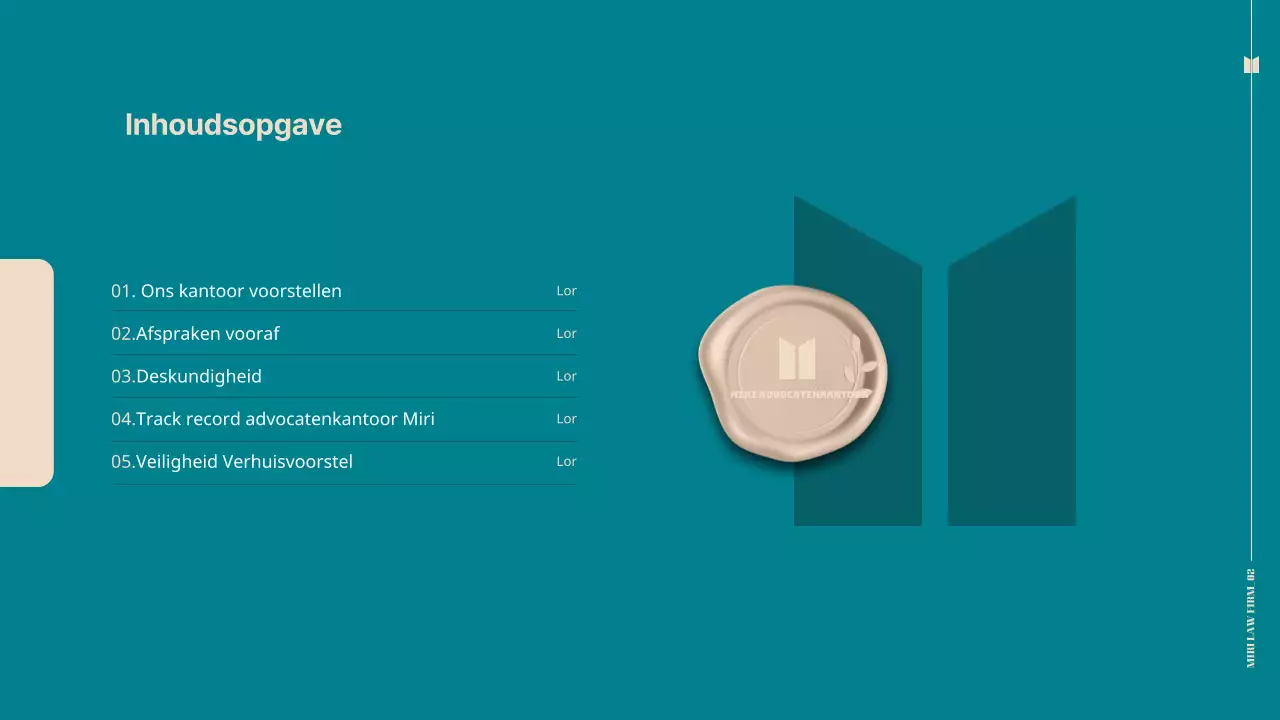 Professioneel advocatenkantoor met een eenvoudig turquoise thema