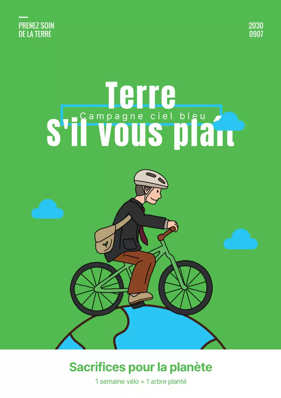 Affiche de la campagne "Blue Sky Day" en vert et bleu clair