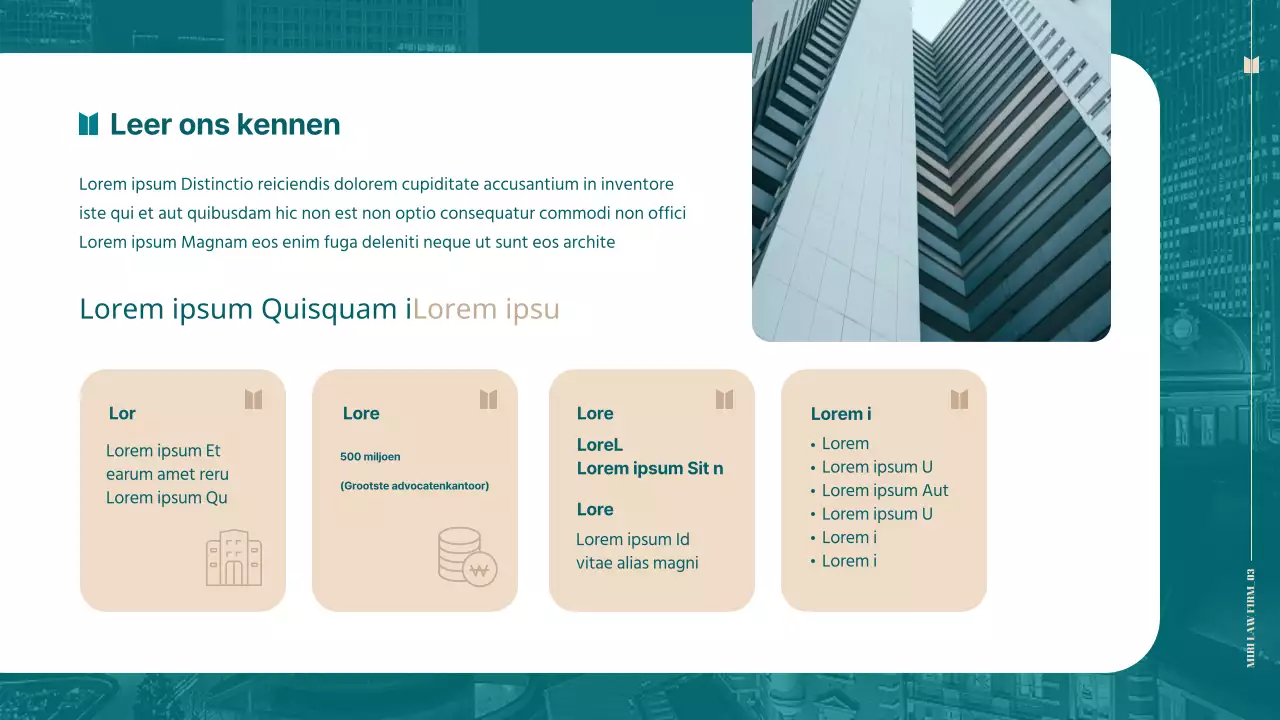 Professioneel advocatenkantoor met een eenvoudig turquoise thema