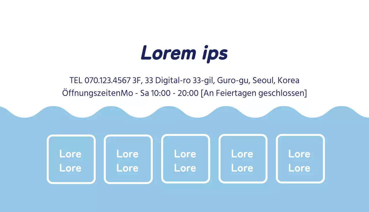 Blaue Illustration, die für einen sauberen Waschsalon wirbt