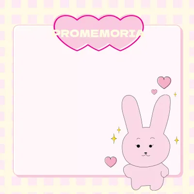 Biglietto mochi a forma di coniglietto con quadretti gialli su sfondo rosa