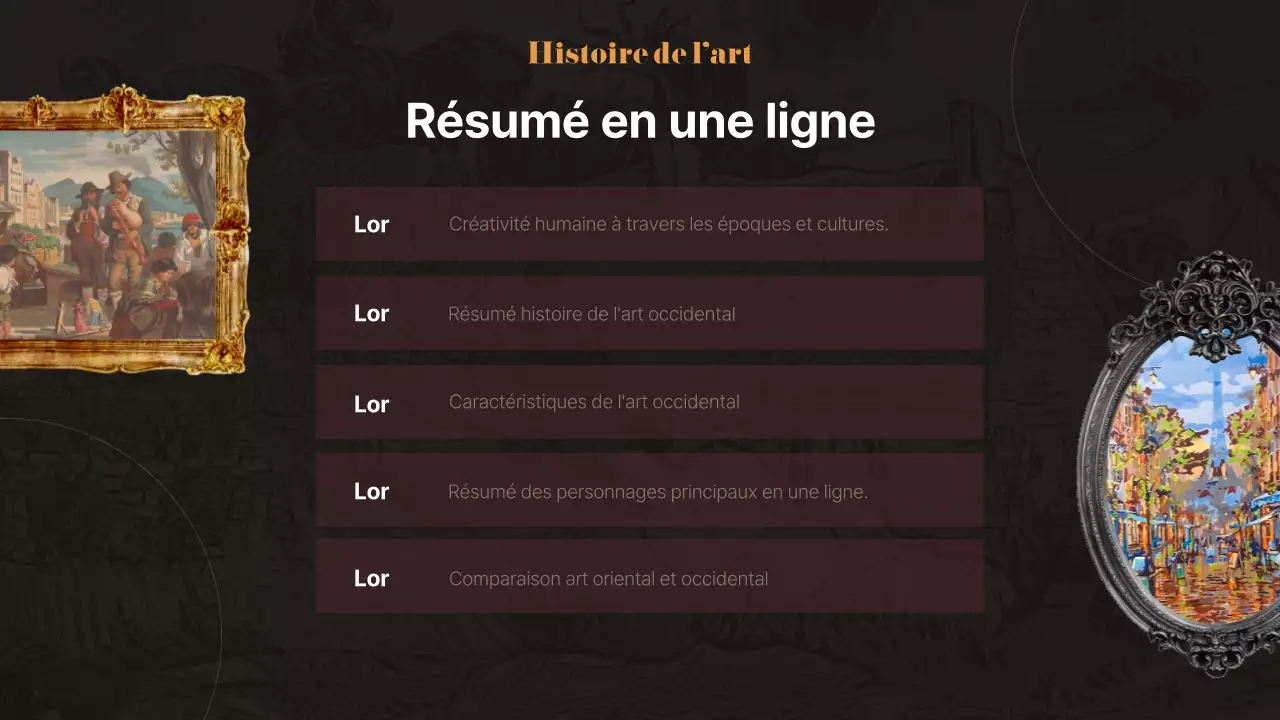 Infographie sur les chefs-d'œuvre antiques en noir et brun