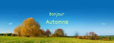 Un café automnal avec un ciel d'automne frais et une police cursive sur un fond de champ.