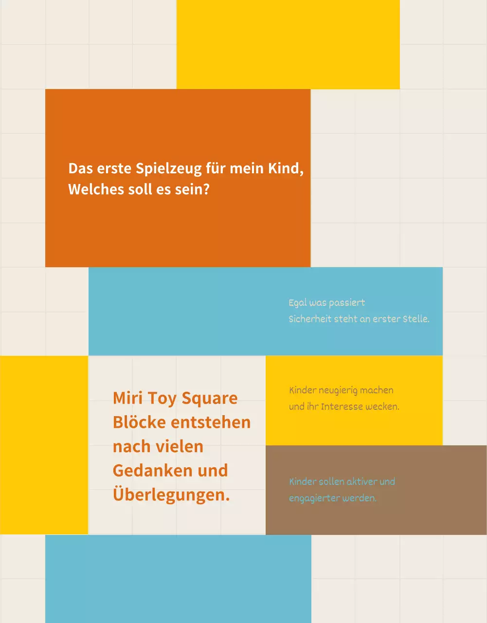 Gelb Blau Braun Quadratisch Blocktoy Kindergemeinde Promotion
