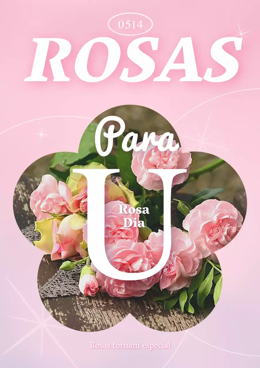 Dia dos Namorados com uma bela imagem de rosas num gradiente cor-de-rosa