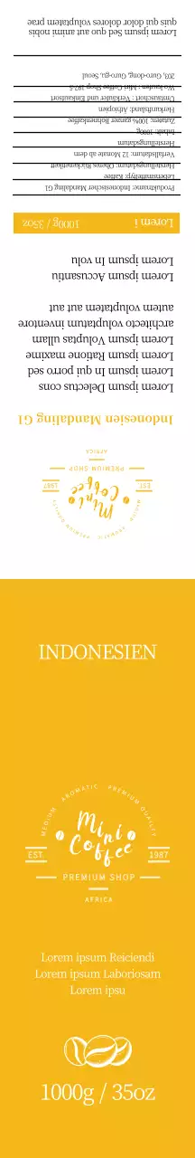 Gelbe Kaffeebohnen-Geschenkverpackung