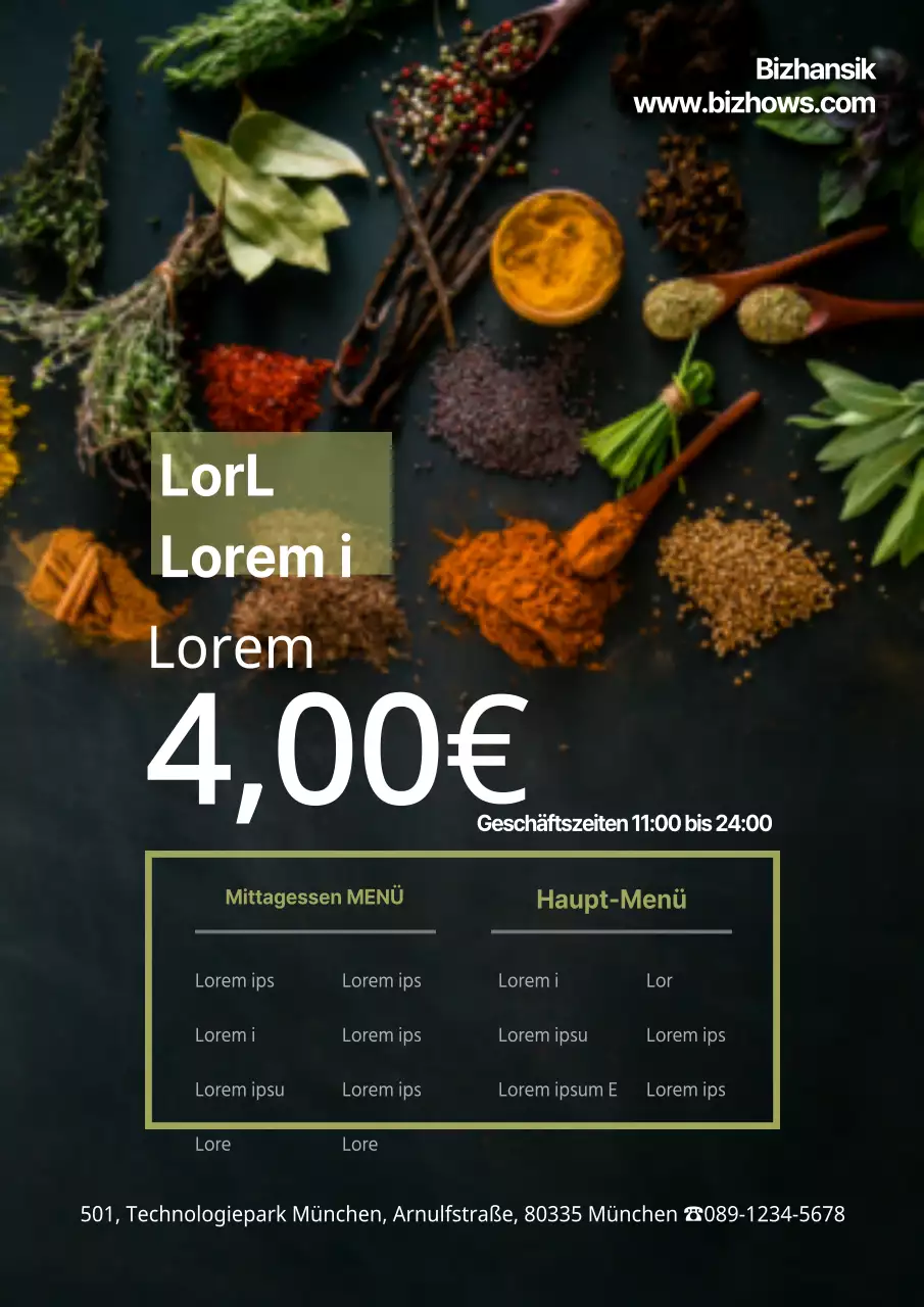 Eröffnungsfeier Rabatt-Menü mit schwarz-grünen Massage-Fotos