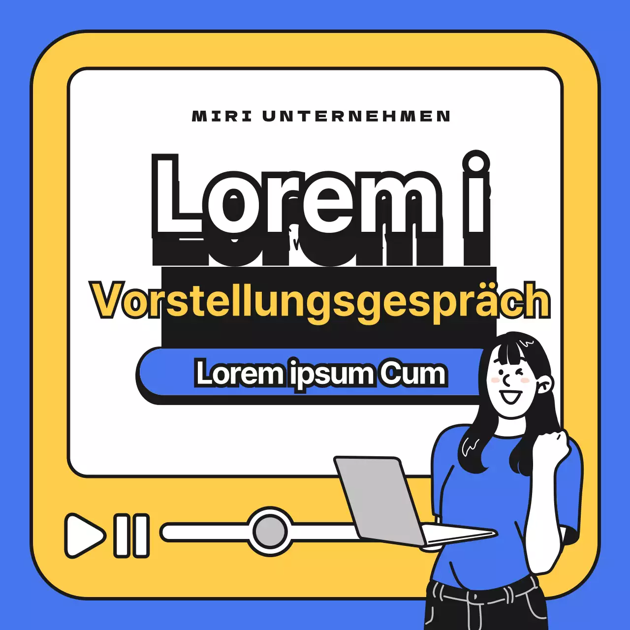 Eine einfache blaue und gelbe Werbung für ein Vorstellungsgespräch
