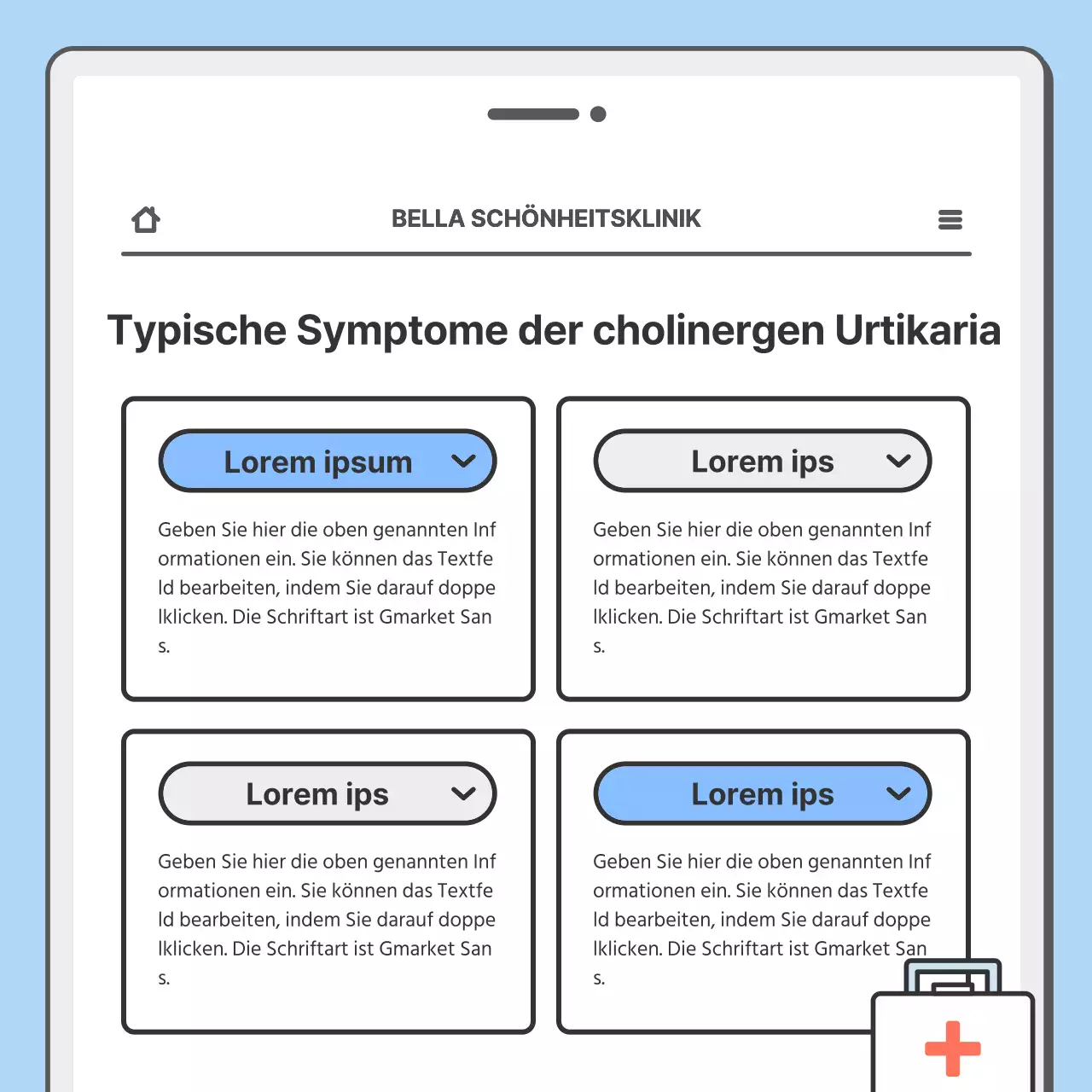 Werben Sie für Ihr Krankenhaus mit einem hübschen mobilen Konzept in Hellblau