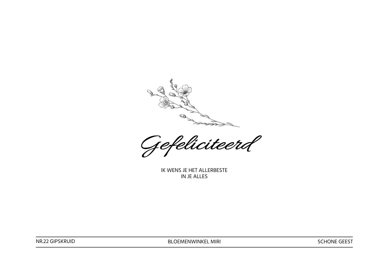 Felicitatiegeschenk voor bloemist met zwarte bloemenlijnillustratie