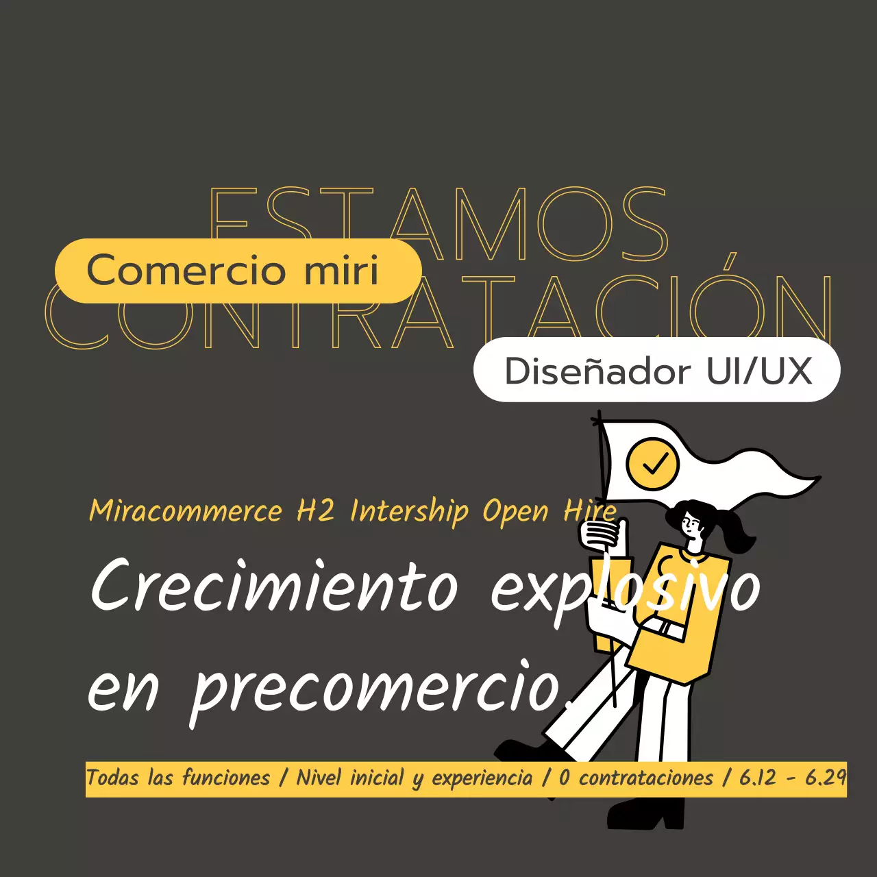 Puesto de trabajo en prácticas con fondo de papel texturizado e ilustración en amarillo y negro