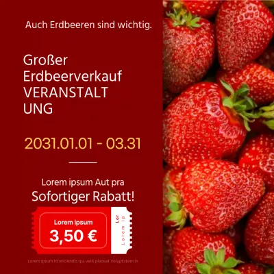 Einfaches rotes Erdbeerbild und Kassensturz-Rabattaktion