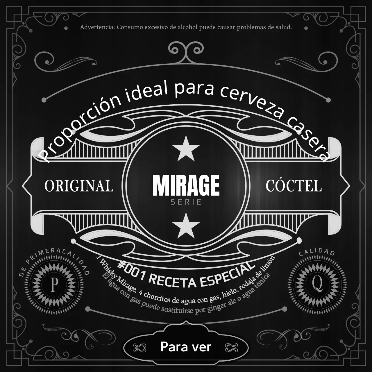 Concepto de etiqueta de whisky blanco y negro Receta casera Información