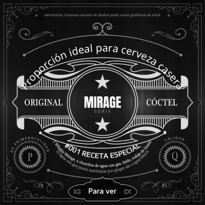 Concepto de etiqueta de whisky blanco y negro Receta casera Información