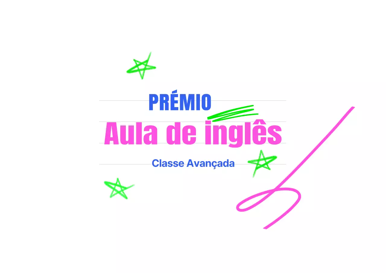 Uma escola de inglês colorida e encantadora em azul e cor-de-rosa