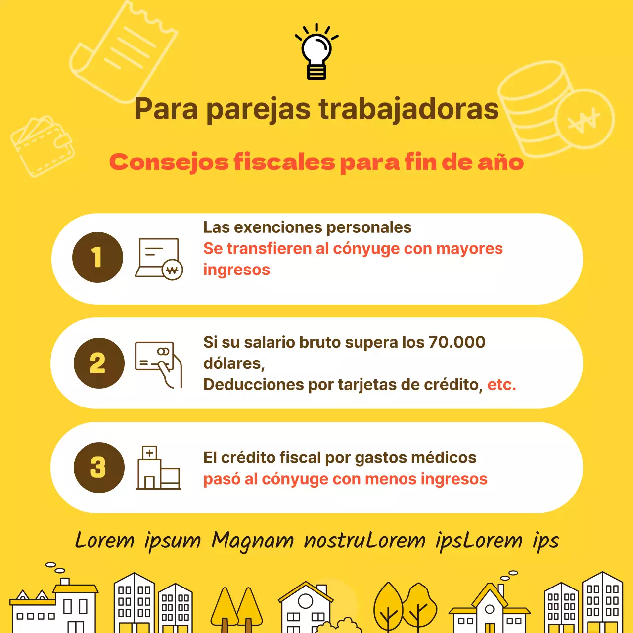 Consejos fiscales de fin de año para parejas con dos ingresos en amarillo