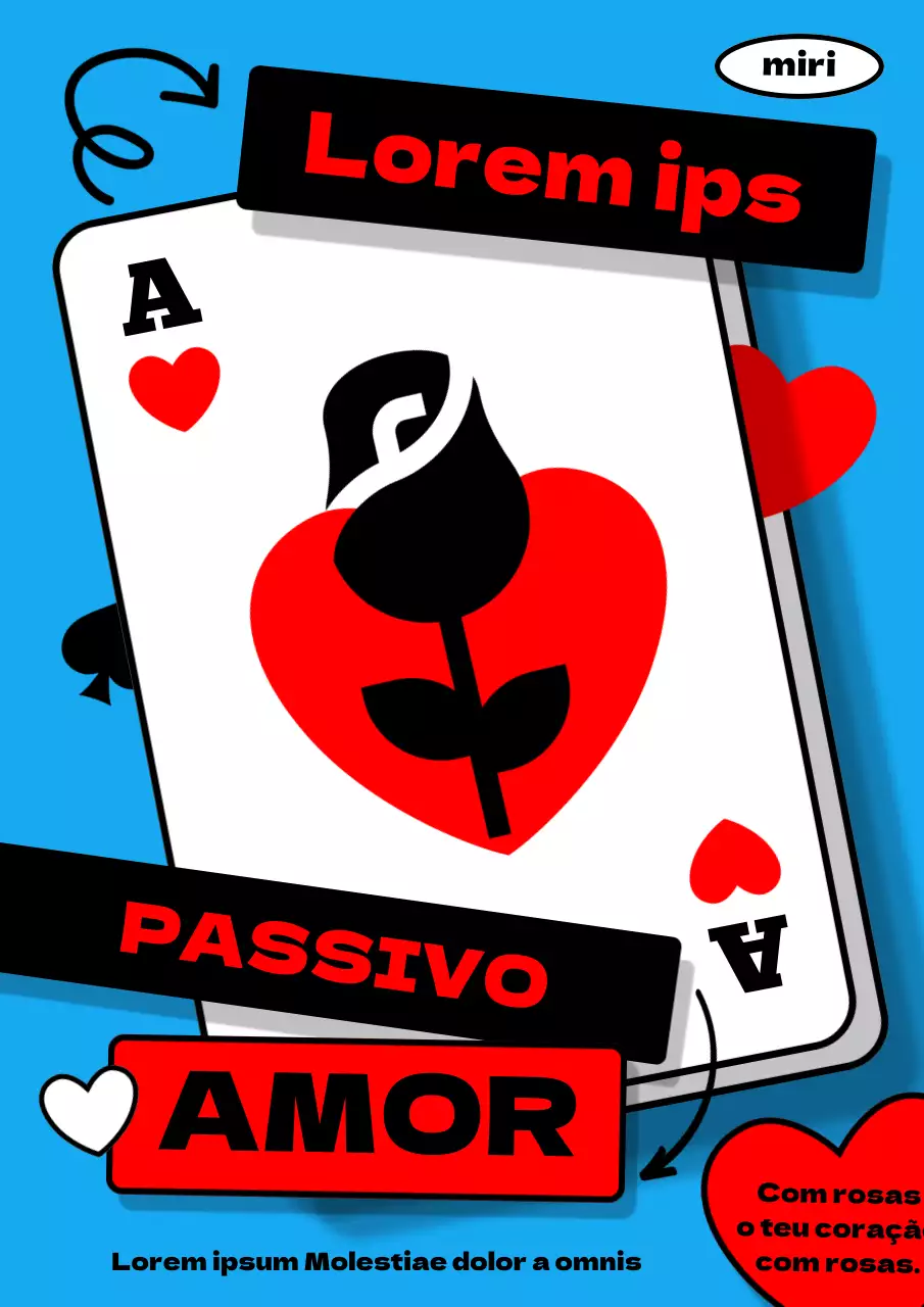 Conceito de cartão azul claro e vermelho para promover as rosas da passagem de idade