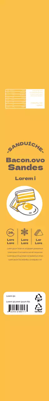 Ícone simples amarelo de lancheira para sandes